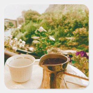 Bosnischer Kaffeepause in Mostar Quadratischer Aufkleber