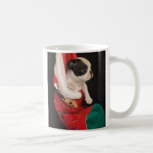 Boson-Welpe in der WeihnachtsStrumpf-Tasse Tasse
