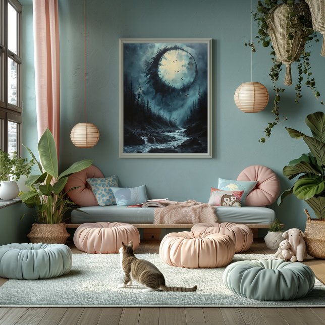 Bosque del Eclipse Lunar: Amanecer Místico Poster (Von Creator hochgeladen)