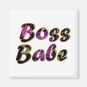 Boss Babe in Black Floral Magnet