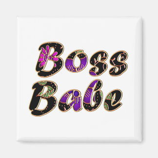 Boss Babe in Black Floral Magnet