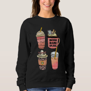 Boss Babe Kraftstoff Kaffee Bossy Mädchen Handgeze Sweatshirt