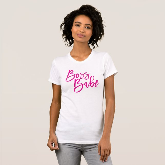 BOSS BABE minimale Skript-trendy Arbeit Zitat pink T-Shirt (Vorne ganz)