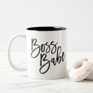 BOSS BABE motivierend schwarzes Skript-Zitat Zweifarbige Tasse