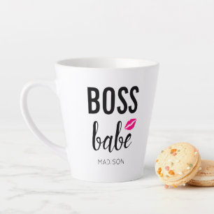 Boss Babe personalisieren   Pink Kiss   Rosa Lippe Milchtasse