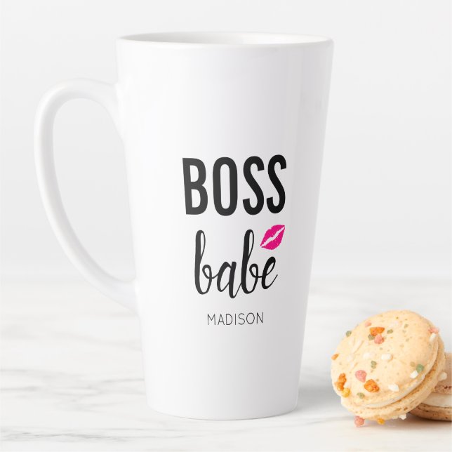 Boss Babe personalisieren | Pink Kiss | Rosa Lippe Milchtasse (Beispiel)