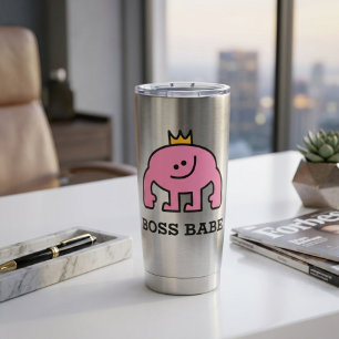 Boss Babe Thermal Tumbler – Pink Crown Energie Thermobecher