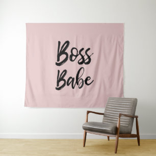 Boss Babe Zitat Black Pink Simple Typografie Wandteppich
