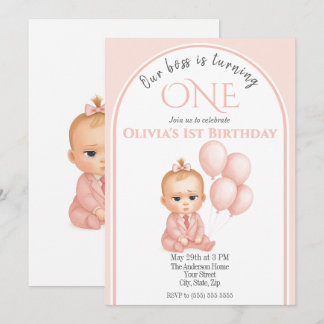 Boss Baby Girl - Einladung zum Geburtstag - Pink P