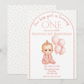 Boss Baby Girl - Einladung zum Geburtstag - Pink P