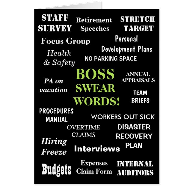 Boss Birthday Card | Annoying Funny Boss Words (Vorne)