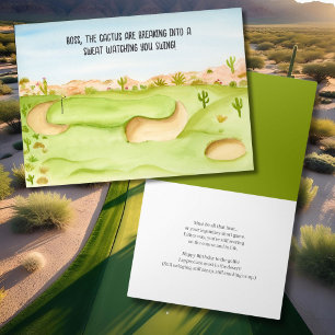 Boss Birthday Wüste Golfplatz Wasserfarbe Karte