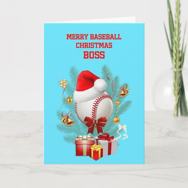 Boss Christmas Baseball Feiertagskarte (Vorderseite)