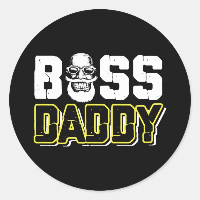 Boss Daddy Funny Runder Aufkleber (Vorderseite)