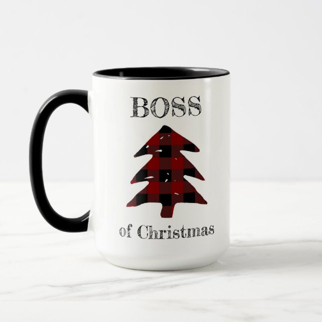 Boss der Karierten Weihnachtsbaum Funny Tasse (Links)