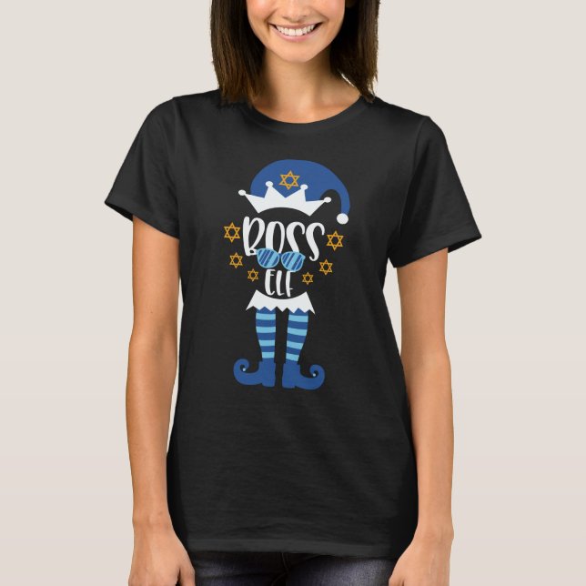 Boss Elf Family Hanukkah Matching Pajamas T - Shir T-Shirt (Vorderseite)
