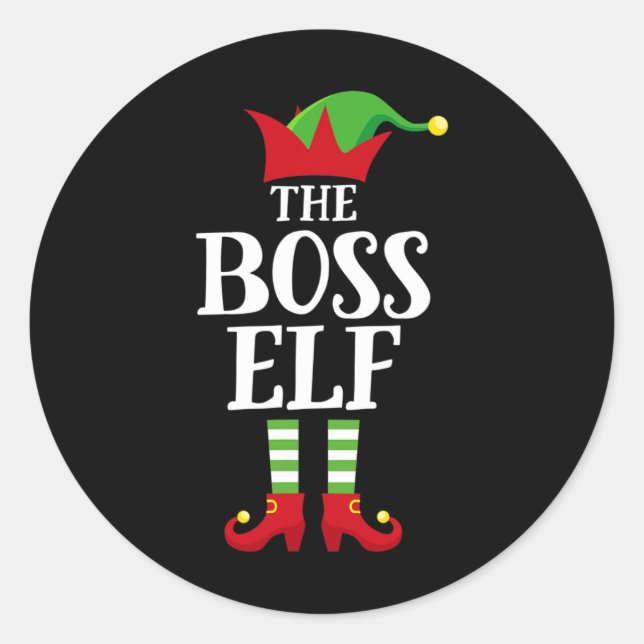 Boss Elf Family Matching Christmas Group Elf Pajam Runder Aufkleber (Vorderseite)