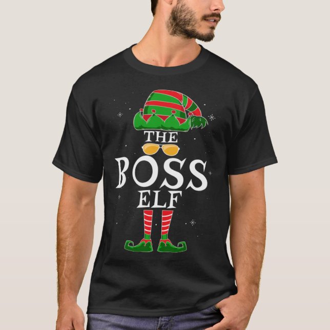 Boss Elf Group Matching Family Christmas Work T-Shirt (Vorderseite)