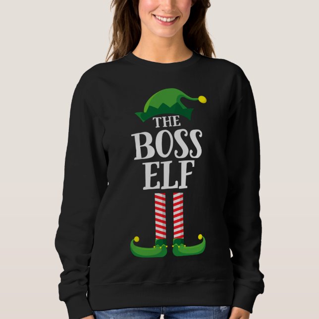 Boss Elf Matching Familienweihnachtliches Party Sweatshirt (Vorderseite)