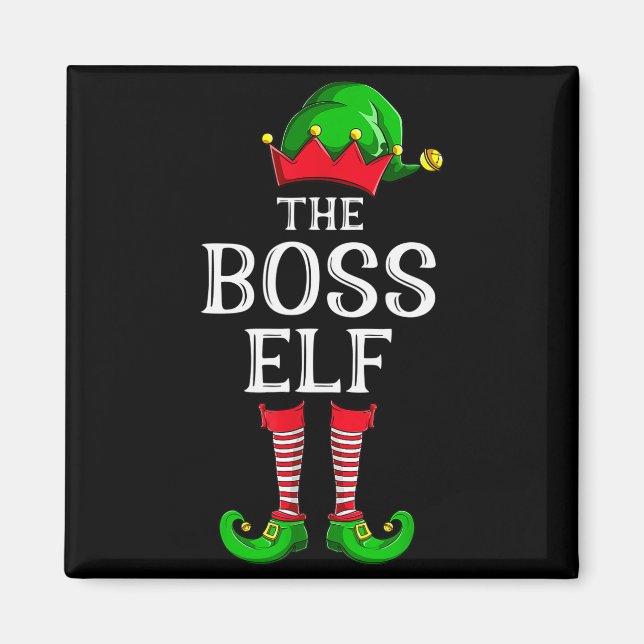 Boss Elf Matching Family Group Christmas Party Paj Magnet (Vorne)