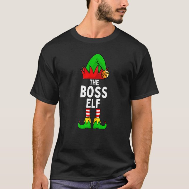 Boss Elf Matching Family Group Christmas Party Paj T-Shirt (Vorderseite)