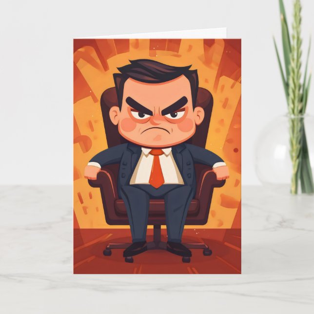 Boss Funny Cartoon Feiertagskarte (Vorderseite)