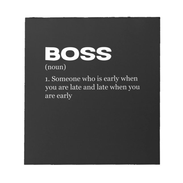 Boss Funny Definition Happy Boss's Day Notizblock (Vorderseite)
