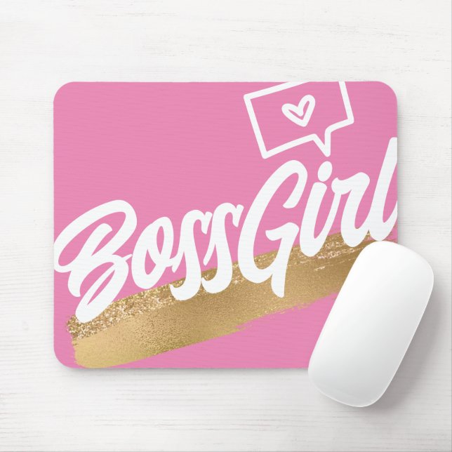 Boss Girl Pink Gold Mousepad (Mit Mouse)