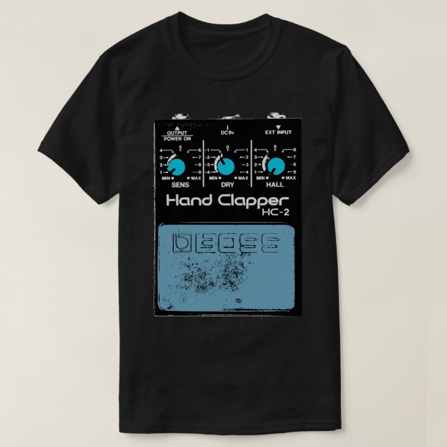 Boss Hand Clapper Gitarre FX Fan Art Design T-Shirt (Design vorne)