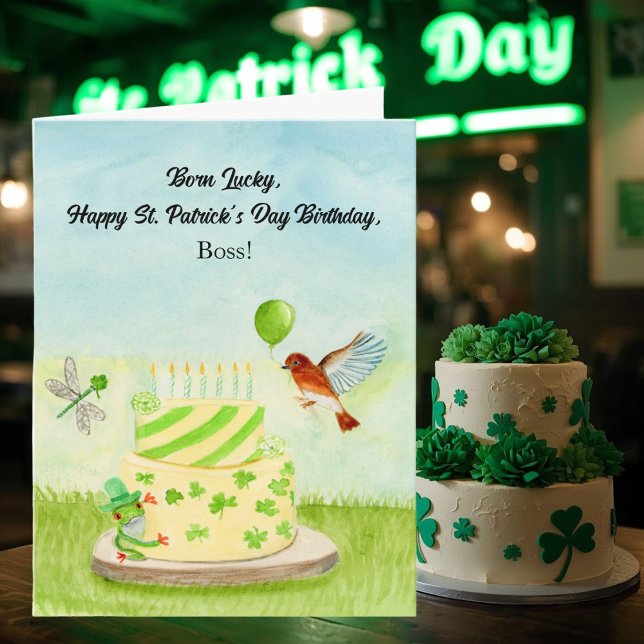 Boss Happy St Patricks Day Birthday Karte (Von Creator hochgeladen)