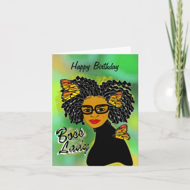 Boss Lady African American Birthday Karte (Vorderseite)