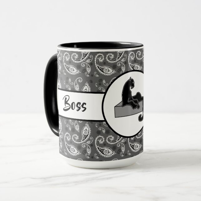 Boss Lady Black Cat Ringer 15oz Tasse (Vorderseite Links)