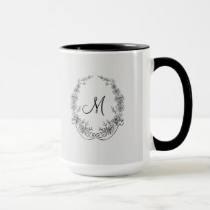Boss Lady Black Gray Monogram Ringer 15oz Tasse
