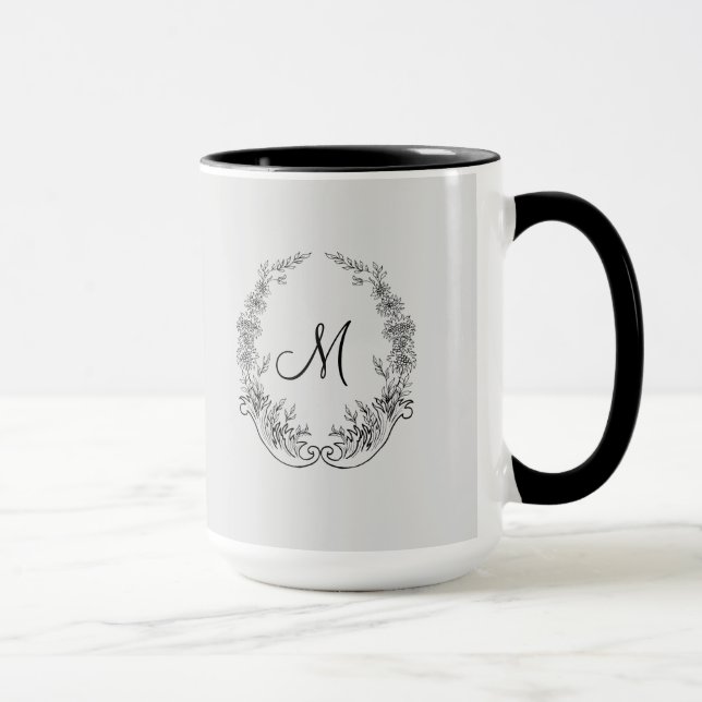Boss Lady Black Gray Monogram Ringer 15oz Tasse (Rechts)