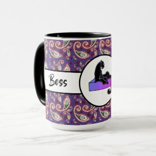 Boss Lady Black Pink Cat Ringer 15oz Tasse