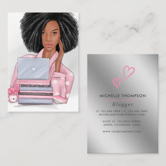 Boss Lady Blogger Business Card Visitenkarte (Vorne/Hinten)