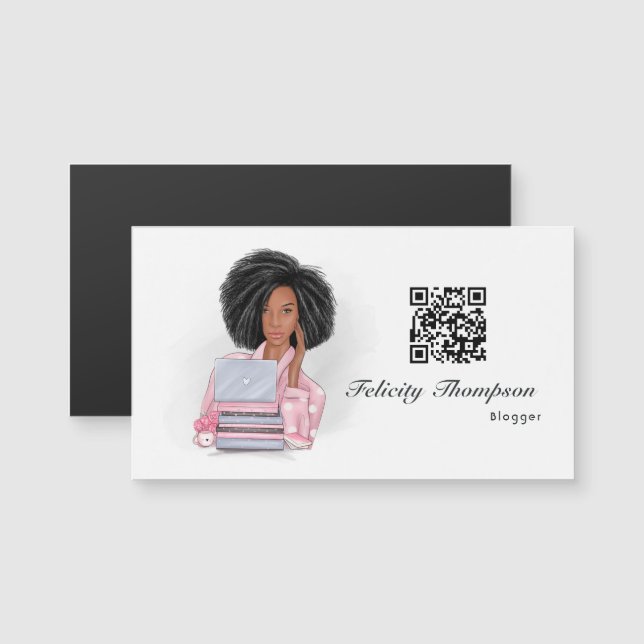 Boss Lady Blogger QR Code Magnetkarte (Vorne/Hinten)