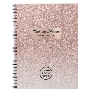 Boss Lady CEO Logo Trendy Rose Gold Glitzer Ombre Notizblock