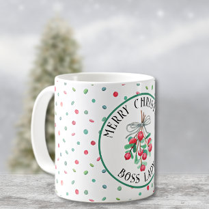 Boss Lady, Christmas Mistletoe Candy Muster 11oz Kaffeetasse