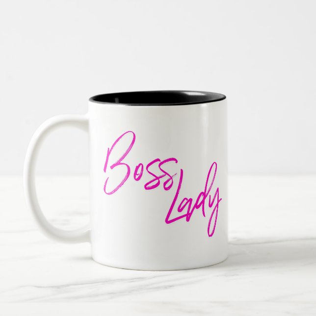 Boss Lady Entrepreneur Woman Business Girl Pink Zweifarbige Tasse (Links)