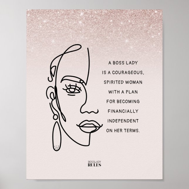 Boss Lady Face Rose Gold Ombre Motivierend Zitat Poster (Vorne)