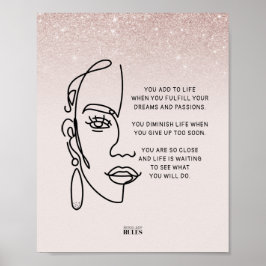 Boss Lady Face Rose Gold Ombre Motivierend Zitat Poster