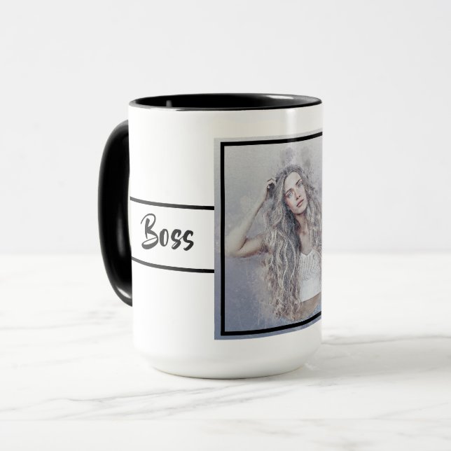 Boss Lady Foto Ringer 15oz Tasse (Vorderseite Links)