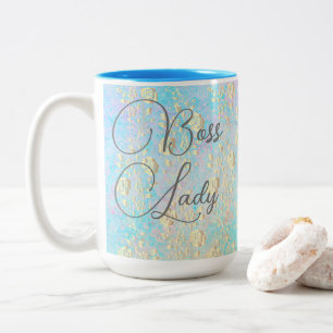 Boss Lady Gold Floral auf Pastelle Tasse