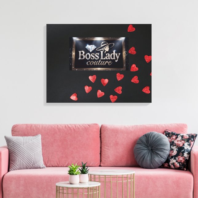 Boss Lady Hearts Gespannte Leinwanddruck (Insitu (Wohnzimmer))
