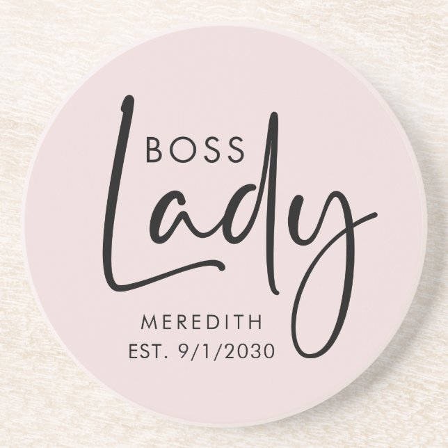 Boss Lady Logo Rosa Personalisiert Getränkeuntersetzer (Vorne)