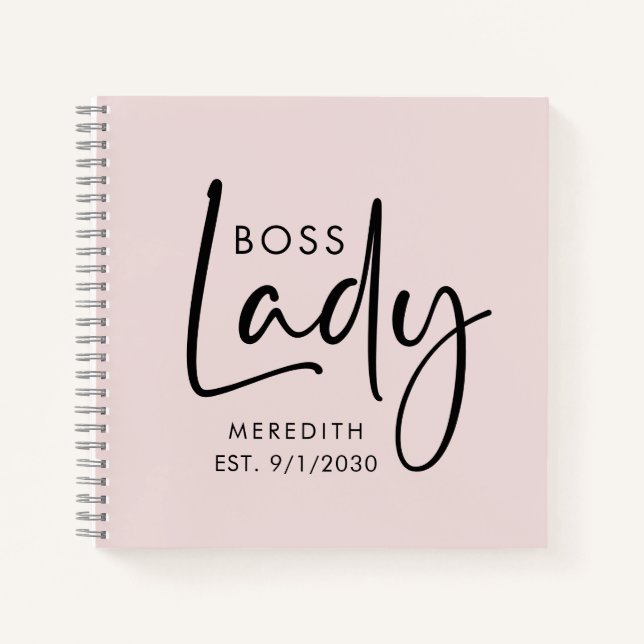 Boss Lady Logo Rosa Personalisiert Notizbuch (Vorderseite)