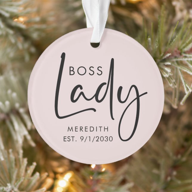 Boss Lady Logo Rosa Personalisiert Ornament (Baum)