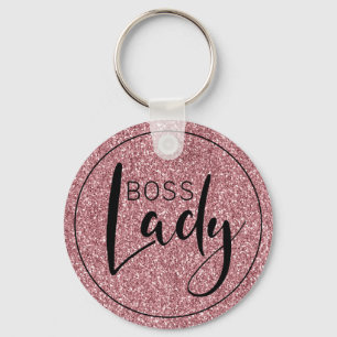 Boss Lady Logo Trendy Männliches Rosa Glitter Schlüsselanhänger