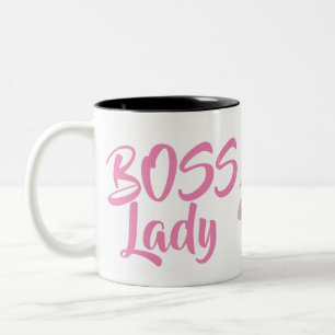 Boss Lady Mug – Rosa Schrift Kaffee-Tasse – Zweifarbige Tasse